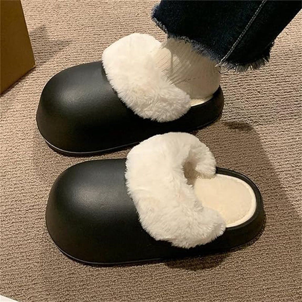 Womens Winter Slippers Waterproof Removable Lining Black, Size 40-41, 25 cm