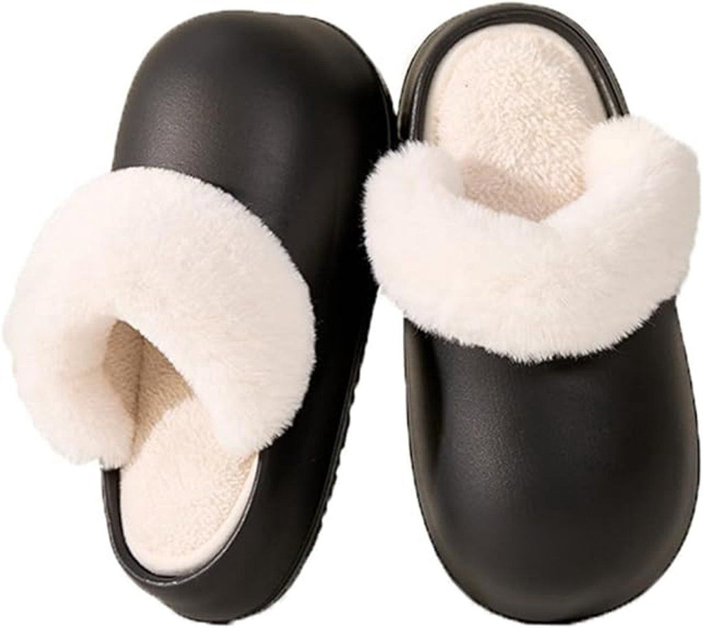 Womens Winter Slippers Waterproof Removable Lining Black, Size 38-39, 24 cm