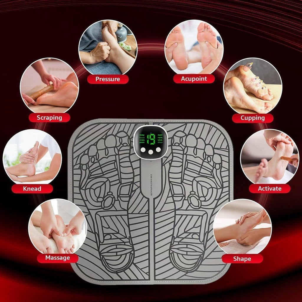 Electric Foot Massager USB Massage Mat with Remote Control Grey, 8 Modes, 19 Levels