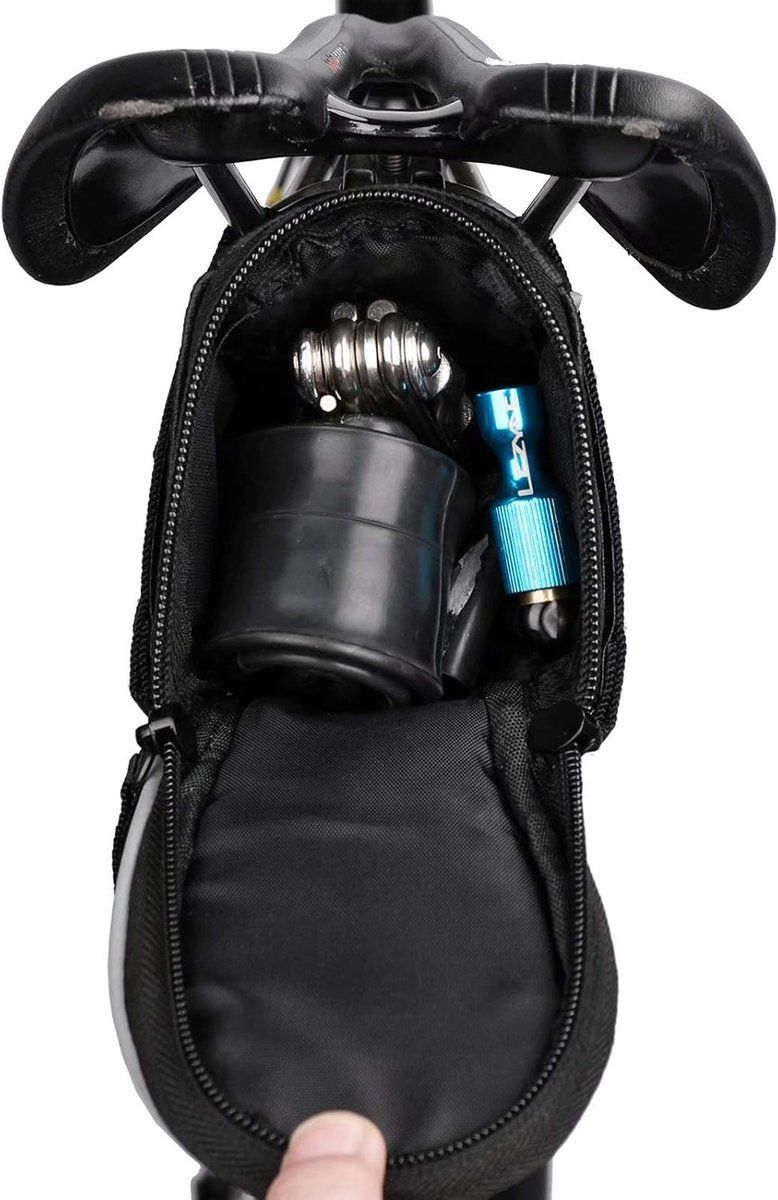 Bicycle Saddle Bag MTB Repair Tool Pouch with Reflective Trim Black