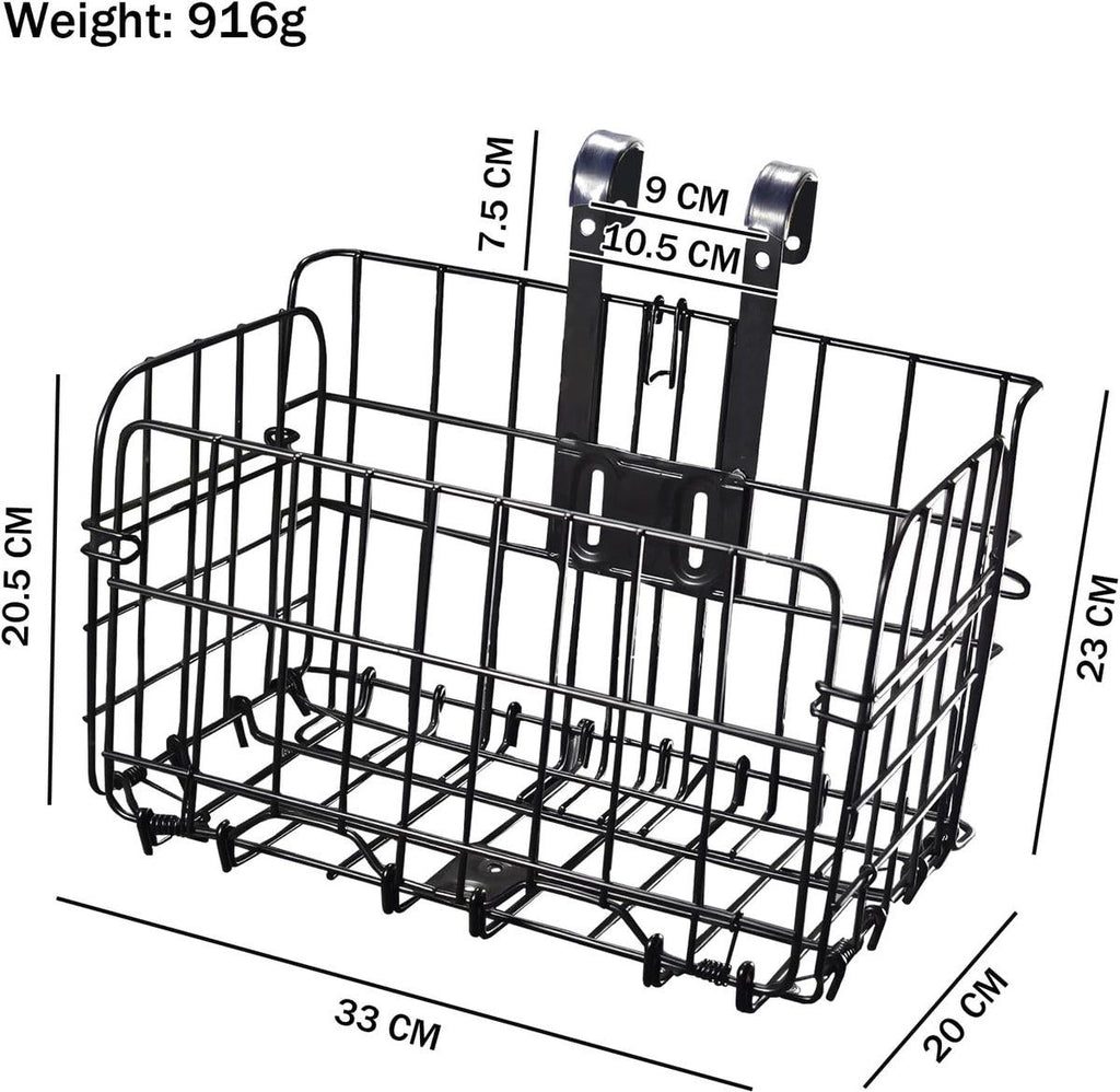 Foldable Bicycle Basket Removable Metal Mesh with Quick Release
