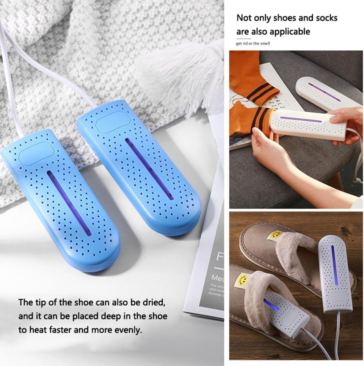 USB Shoe Dryer Portable Heater for Shoes Socks and Gloves Blue, 16.5 x 6 cm