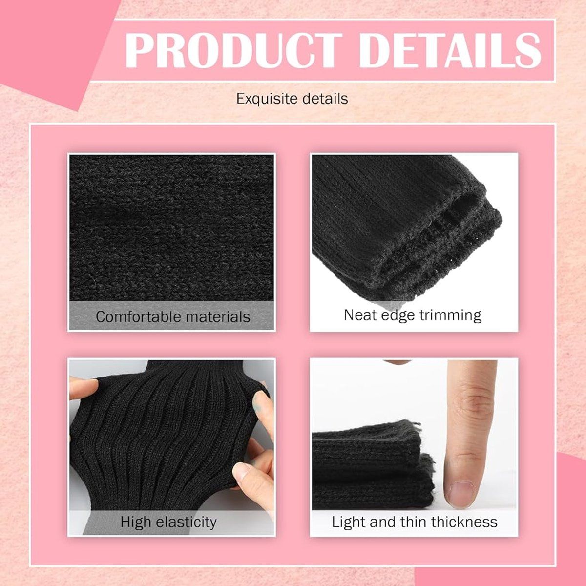 2 Pair Fingerless Arm Warmers Soft Fleece Black for Women