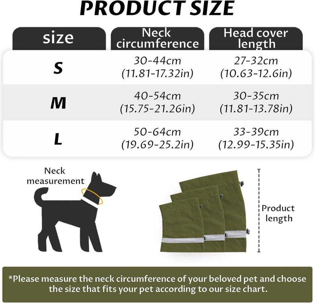 Dog Winter Earmuffs Calming Waterproof Snowproof Army Green, Size S, 30-44 cm