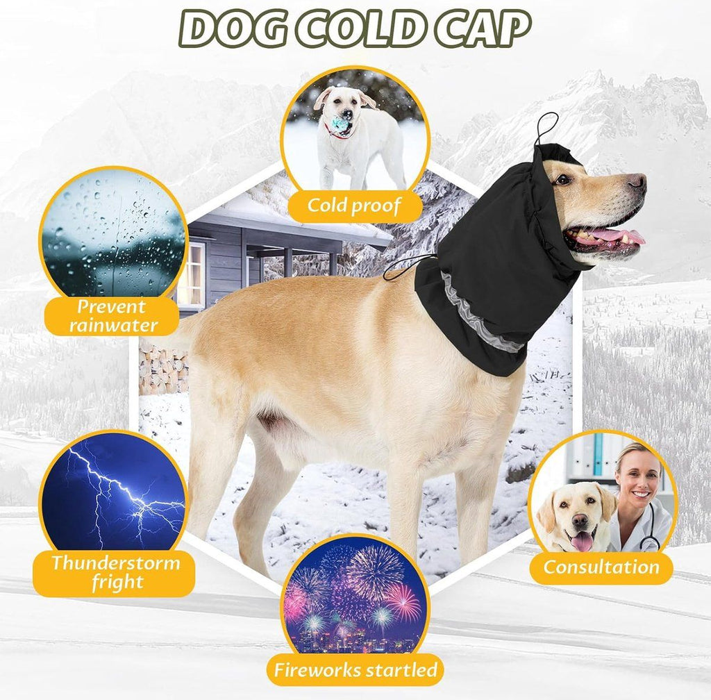 Dog Winter Earmuffs Calming Waterproof Snowproof Black, Size L, 50-64 cm