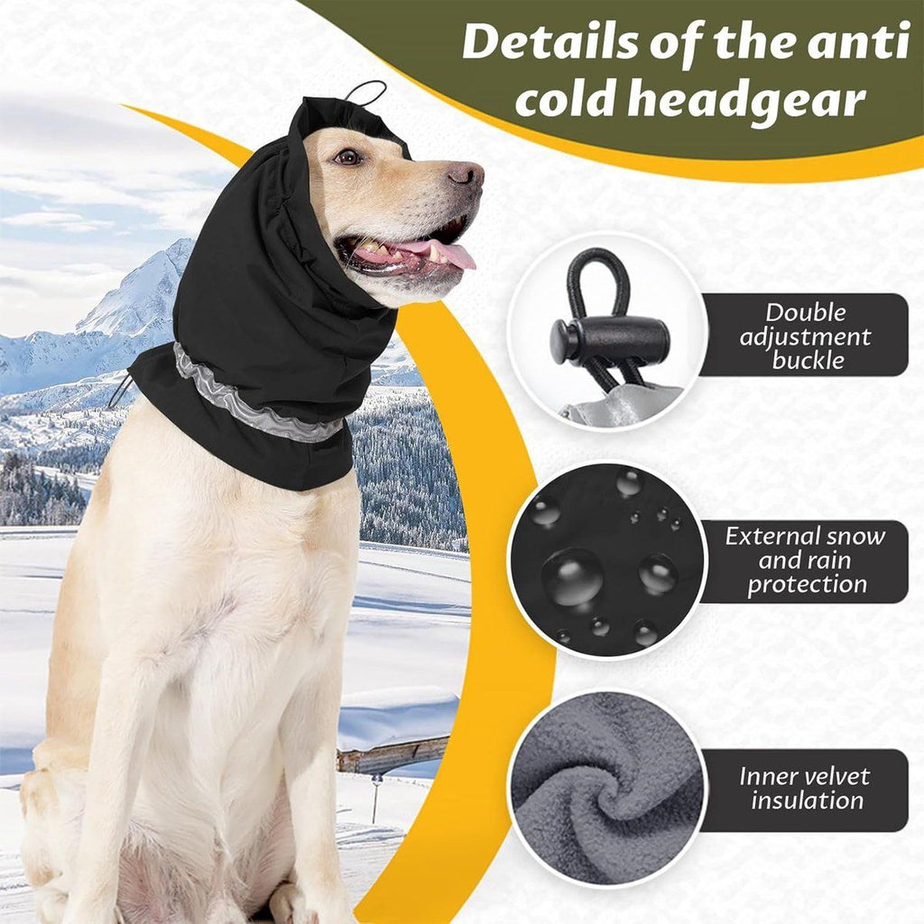 Dog Winter Earmuffs Calming Waterproof Snowproof Black, Size L, 50-64 cm