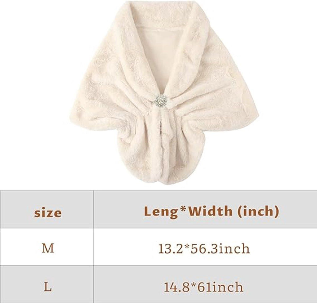 Womens Winter Scarf Poncho with Brooch, 155 x 37.5 cm