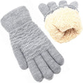 Womens Touchscreen Winter Mittens Thermal Knitted Fleece Lined Gray