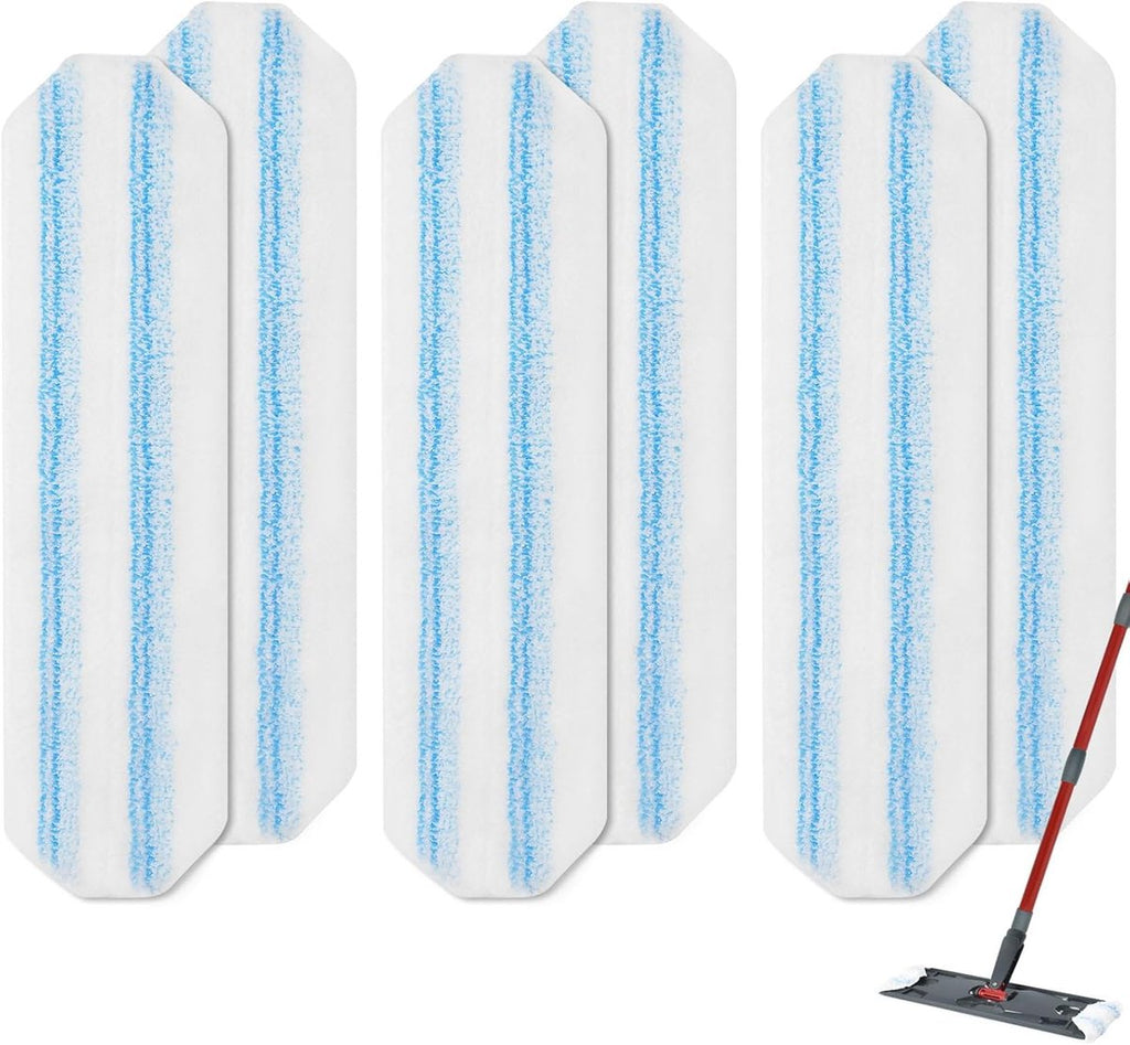 6-Pack - Microfiber mop pad replacement suitable for O Cedar H2pro mop system - Mop head replacement suitable for O-Cedar/Vileda H2pro - Machine washable, Reusable pad replacement - For Deep Cleaning