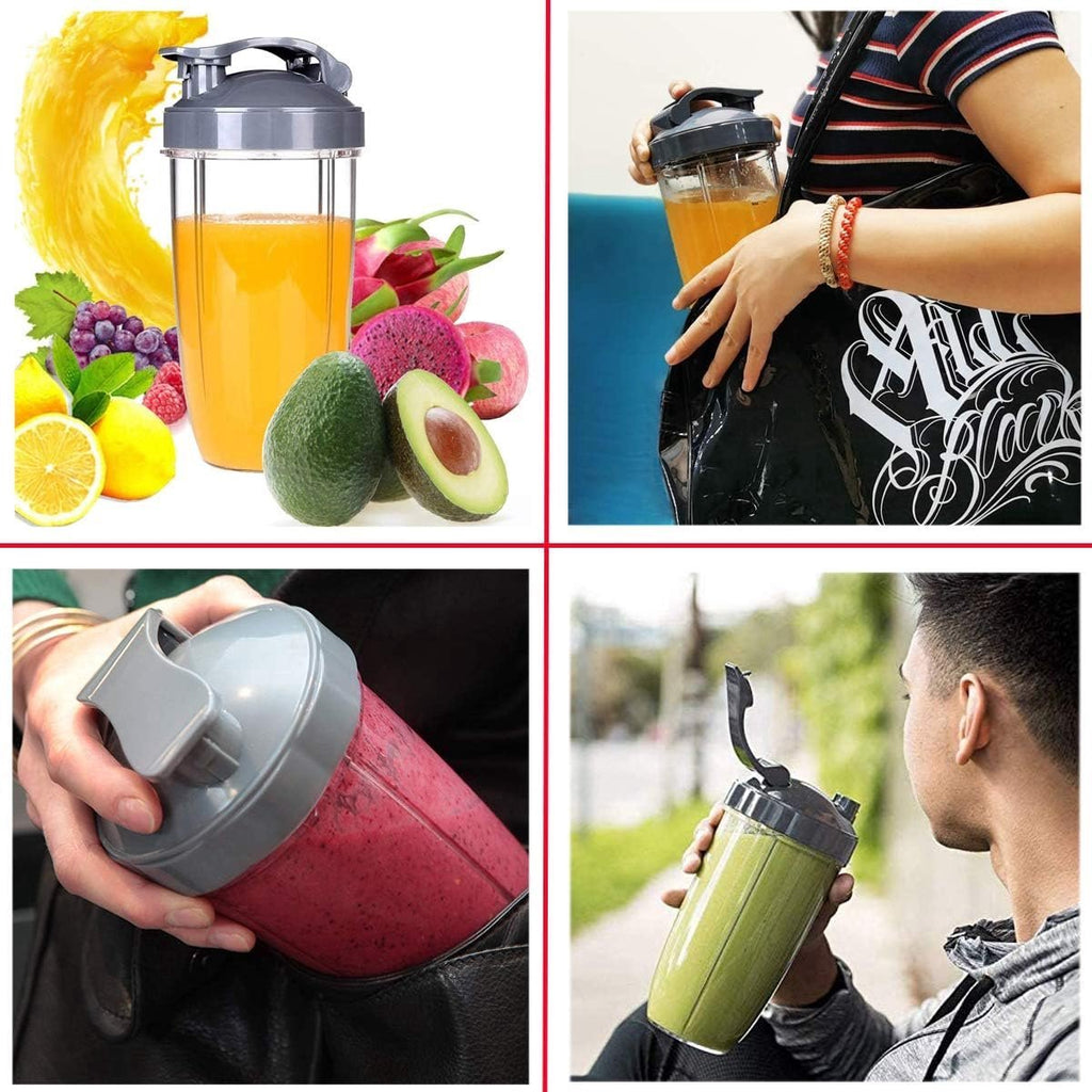 5 Pieces - Suitable for Nutribullet Blender Cup and Blade Replacement Set - Includes Large 32 Oz Cup - 1 Flip-Up Carrying Lid - 1 Premium Extractor Blade - 2 Rubber Seals - Compatible with Nutribullet 600w/900w Blenders