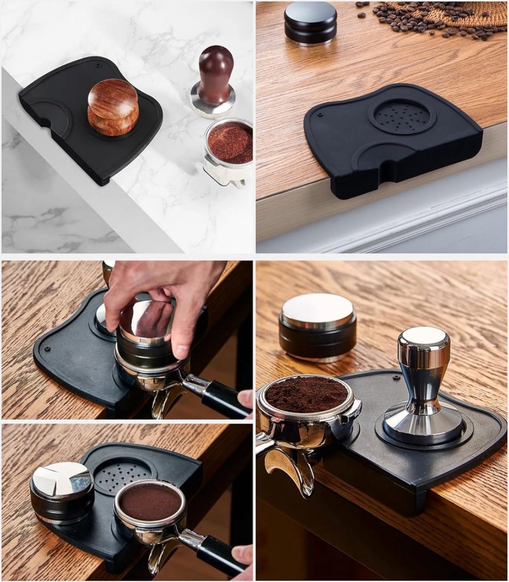 Tamper Mat - Tamping Mat - Tamper Support - Coffee Tamping Mat - Espresso Mat - Silicone - Non-slip - Coffee Tamping Mat - Portafilter Mat - Espresso Machine - Barista Essentials - Ideal Portafilter Accessory for Kitchen Bar Cafe - Black