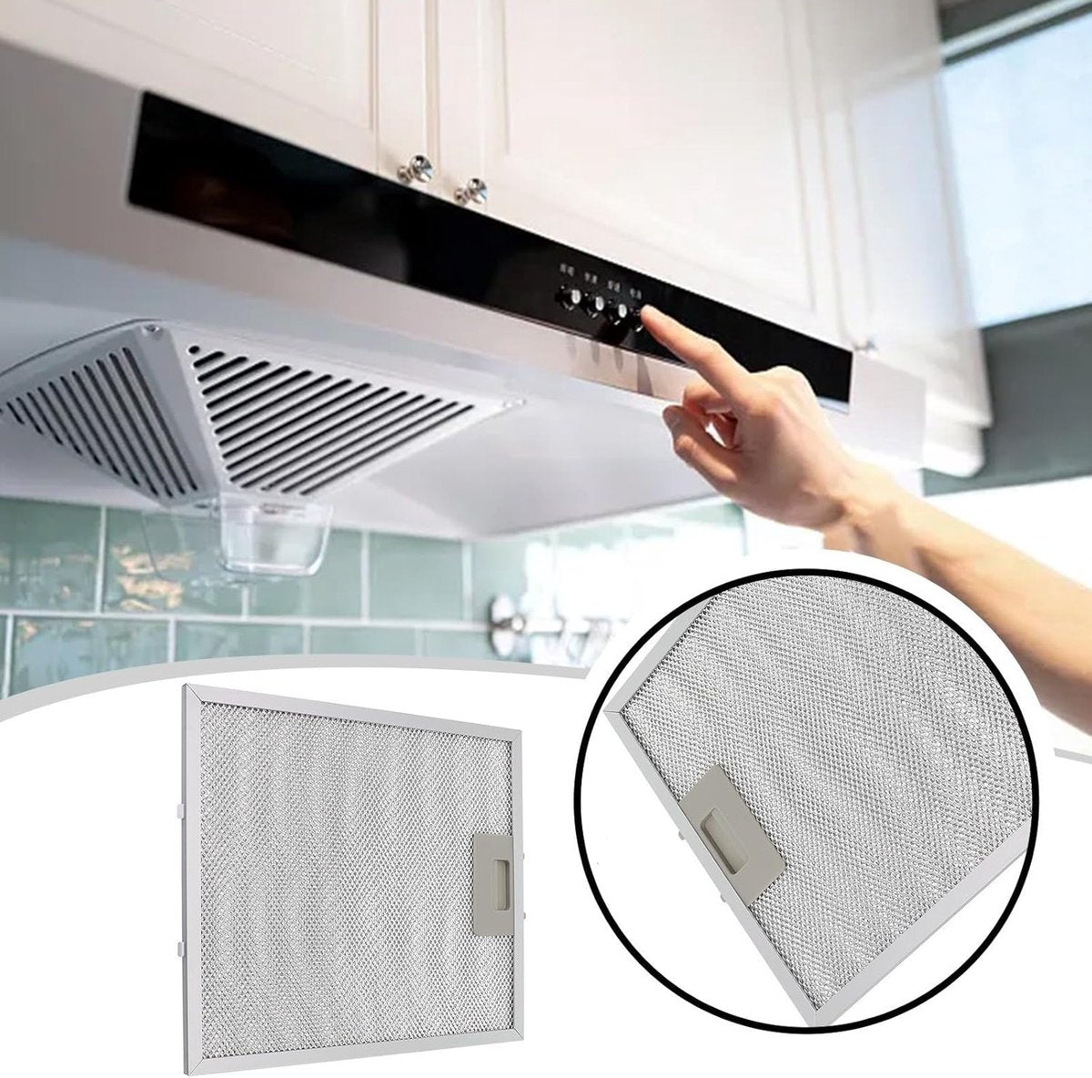2 pieces - Grease filter - 267*305*9 mm - Range hood filters - 5-layer - Replacement filter for range hood - Aluminium Grease filter - Grease filter for range hood - Filters for range hoods - Metal mesh - Filters - for cooktops, range hoods and ovens - wh