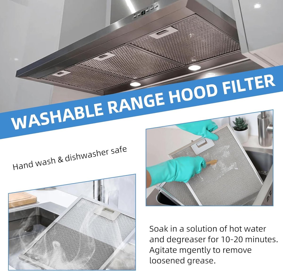 2 pieces - Grease filter - 260*320*9 mm - Range hood filters - 5-layer - Replacement filter for range hood - Aluminium Grease filter - Grease filter for range hood - Filters for range hoods - Metal mesh - Filters - for cooktops, range hoods and ovens - wh