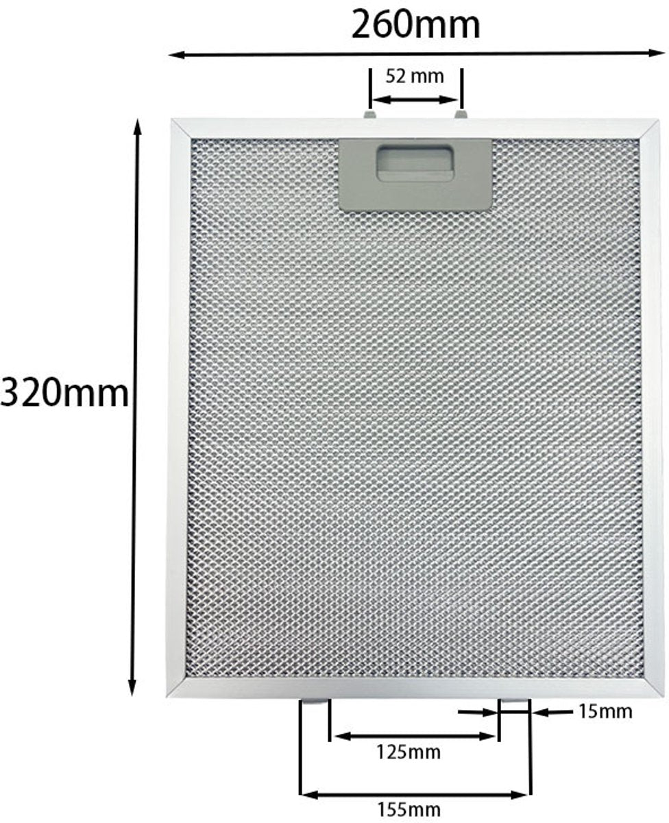 2 pieces - Grease filter - 260*320*9 mm - Range hood filters - 5-layer - Replacement filter for range hood - Aluminium Grease filter - Grease filter for range hood - Filters for range hoods - Metal mesh - Filters - for cooktops, range hoods and ovens - wh