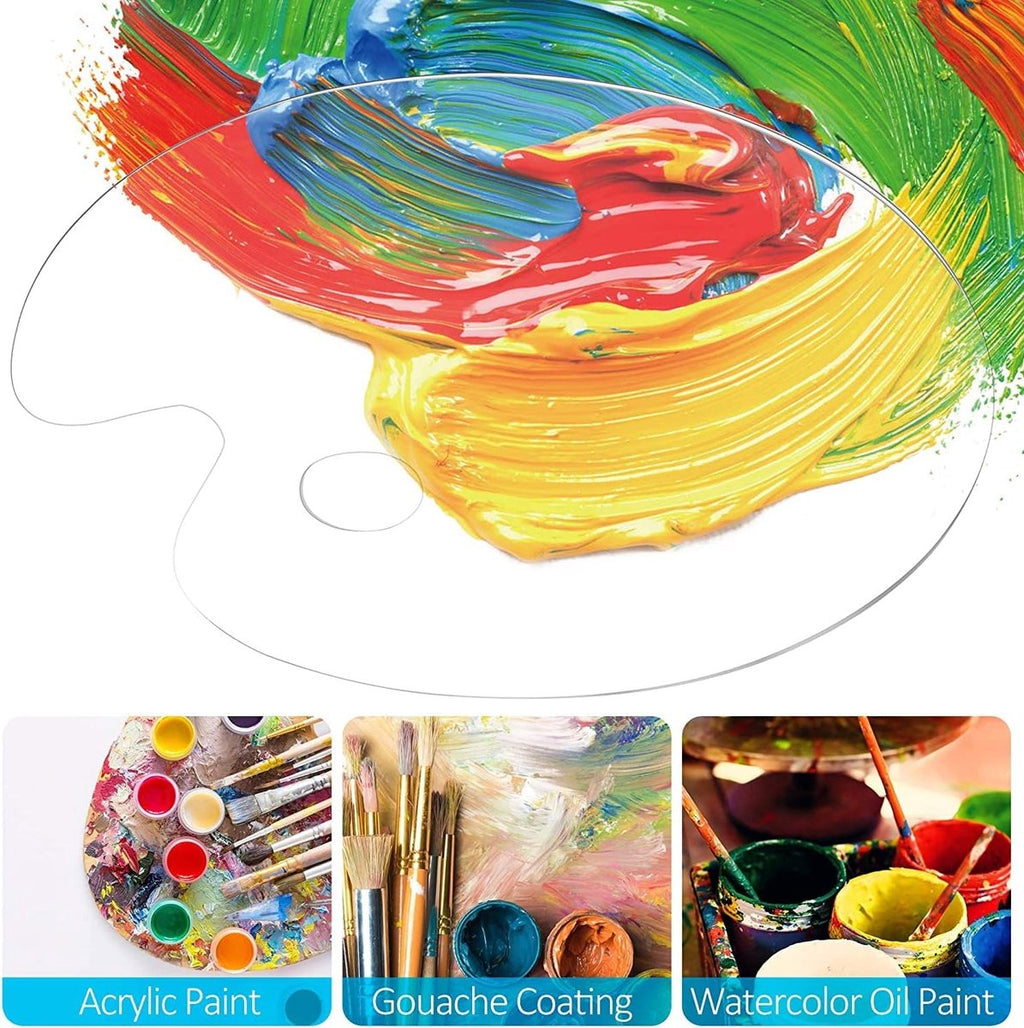 2 pieces - Color palette - Paint palette - Art palette Mixing palette - clear acrylic palette - acrylic paint palette - transparent palette - painter's palette - oval paint palette - oil paint tray set - watercolor paint sheet - mixing colors - for crafti