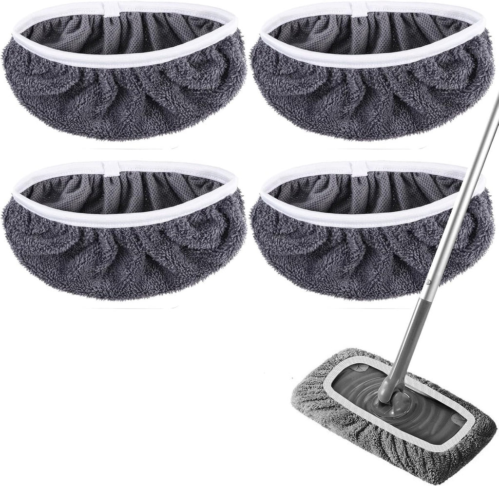 4 Pack Reusable Microfiber Cloths - Suitable for Efficient Sweeping Cleaning - Suitable for Swiffer Sweeper - Wet & Dry Cleaning Cloths - Mop Head Replacement - Washable Refills - for Household Floors - 25 x 11.5 cm - Grey