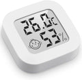 Mini digital indoor thermometer - Weather station - Thermometer - Highly accurate temperature monitor - Indoor thermometer - Hygrometer - Thermo-hygrometer - Comfort level indicator - White
