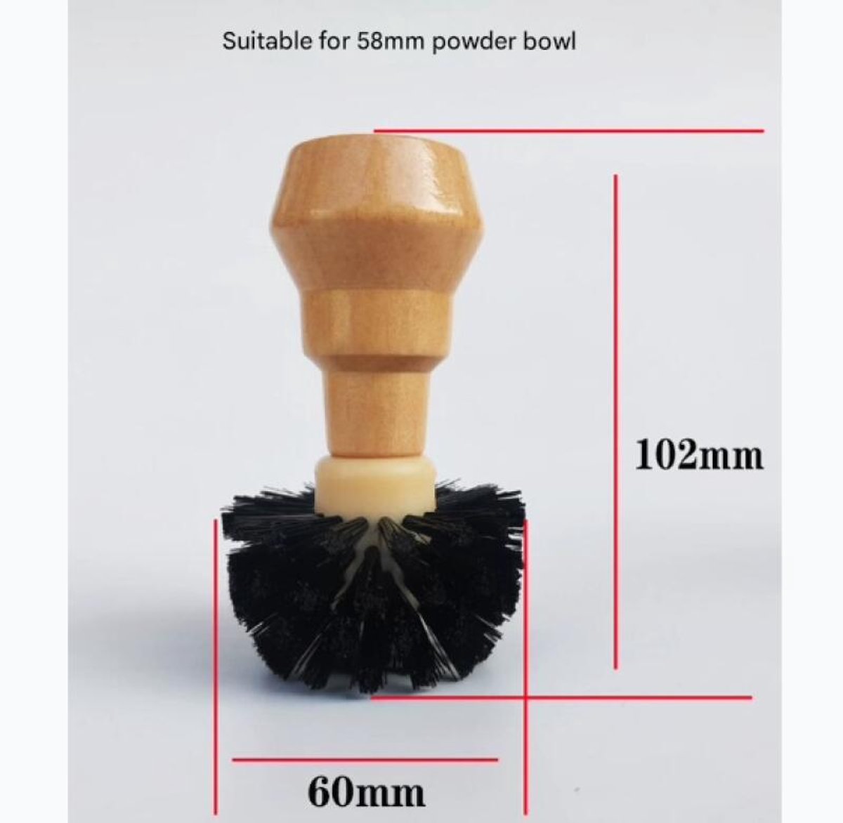 Coffee Brush - Cleaning Brush - Wood - PP - Filter Basket Portafilter Cleaning Brush - Barista Accessories - Suitable for coffee filters with a diameter of 58 mm - 6 * 10.2 cm - Light Brown