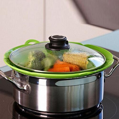 2-Pack Silicone Food Covers with Multiple Colors Compatible with Various Brands Green Green
