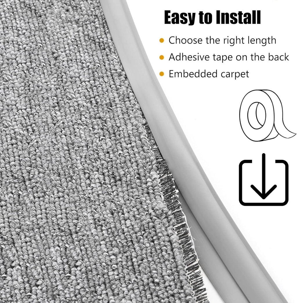 Carpet Edge Binding Trim, Self Adhesive Grey Floor Transition Strip/Rugs Edging Bar for Indoor Doormat Protect, Flexible PVC Seal Molding for Robot Vacuum Cleaner (1050cm (34.4ft))