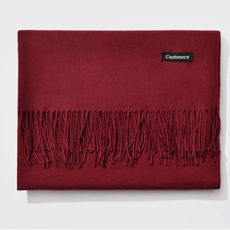 Viscose Burgundy Red Wine Shawl Scarf for Women, Oversized Soft Lightweight 70x200 cm Wrap with Tassel, Perfect Winter Claret Scarf