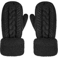 Thick Fleece Lined Warm Knitted Mittens for Women, Super Soft Thermal Winter Hand Warmers with Stretchy Elastic Wrist, One Size for Most Hand Shapes