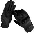 Black Men's Motorcycle Tactical Gloves with Knuckle Protection, Breathable Mesh Vents, Non-Slip Silicone Palm, Touchscreen Fingertips for Riding and Training