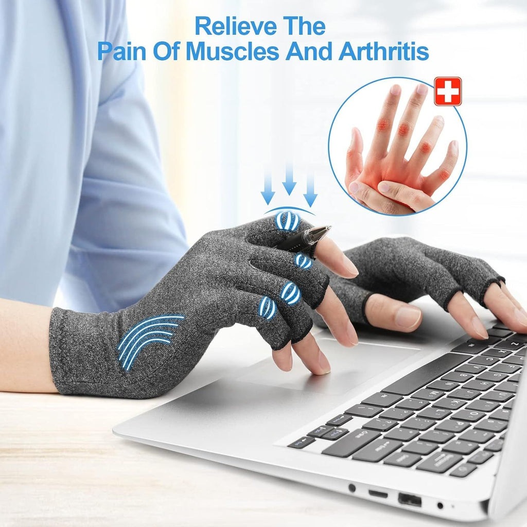 Fingerless Arthritis Compression Gloves for Pain Relief and Warmth, Breathable Cotton Spandex Blend for Typing Gaming and Daily Activities Size M