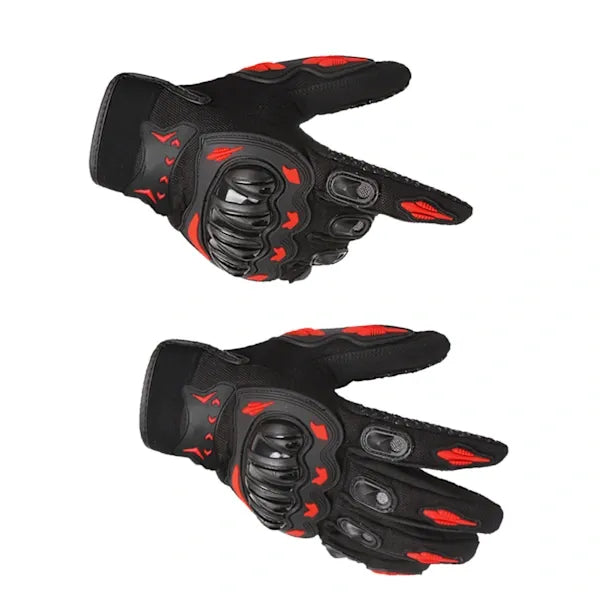 Red Full Finger Outdoor Cycling Motorcycle Sports Gloves, Nylon Material with Comfortable Sweat Holes and Joint Protection, Anti-Slip Anti-Impact Size XL