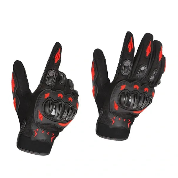 Red Full Finger Outdoor Cycling Motorcycle Sports Gloves, Nylon Material with Comfortable Sweat Holes and Joint Protection, Anti-Slip Anti-Impact Size XL