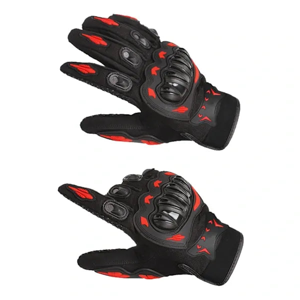 Red Full Finger Outdoor Cycling Motorcycle Sports Gloves, Nylon Material with Comfortable Sweat Holes and Joint Protection, Anti-Slip Anti-Impact Size XL