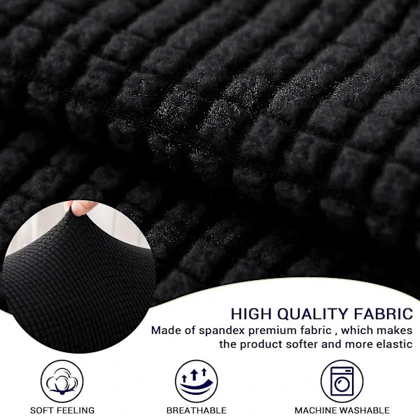 Black Stretch Spandex Armrest Covers Set of 2 for Sofa Armchair Recliner, Soft Flexible Furniture Protectors Against Stains and Scratches with Machine Washable Care
