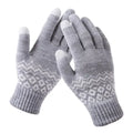 CDQ Thickened Winter Jacquard Gloves for Women, Touchscreen Compatible Double Woven Warm Knit with Elastic Cuffs, Machine Washable for Cold Weather