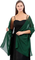 Dark Green Soft Chiffon Shawl Wrap for Women 180x70 cm, Lightweight Breathable Skin-Friendly Fabric for Wedding Evening Party and Travel, Great Gift for Ladies