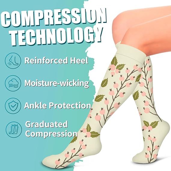 Compression Socks for Women and Men Circulation 6 Pairs, Graduated Support for Running Athletic Sports S/M, Breathable Nylon Blend for All-Day Comfort and Recovery