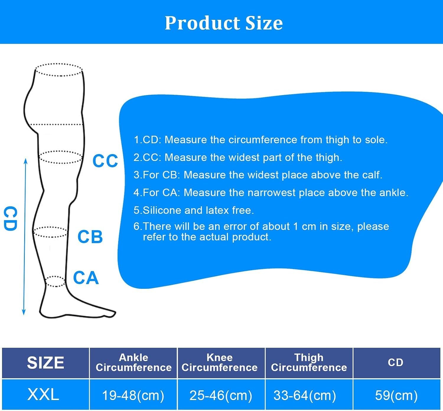 Thigh High Compression Socks for Women Men 15-21 mmHg Closed Toe, Level 1 Support for Edema Pregnancy, Breathable Polyester with Non-Slip Cuffs for All-Day Wear