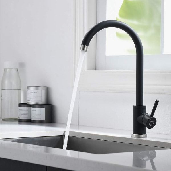 Kitchen Faucet, Single Handle High Arc Sink Faucet, 360 degree rotation, single-handle control, Matte Black Finish