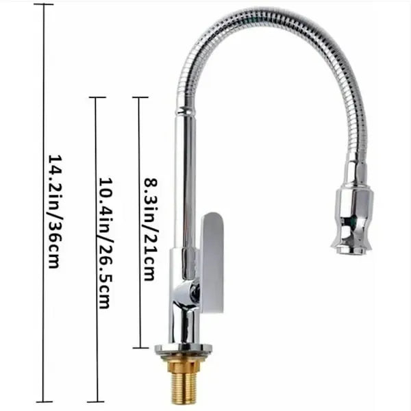 Outdoor Kitchen Faucet 360 Degree Rotation Swivel Single Hole Single Lever Kitchen Faucet Cold Water Basin Mixer, ceramic material, Chrome Finish