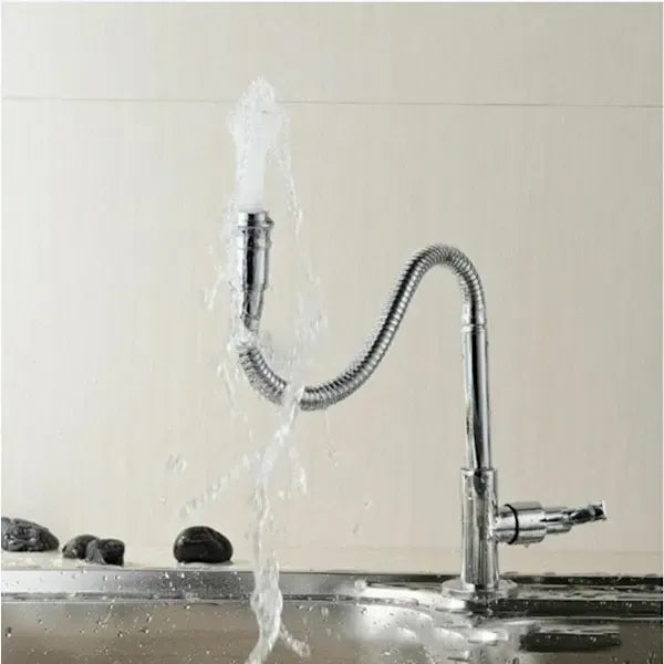 Outdoor Kitchen Faucet 360 Degree Rotation Swivel Single Hole Single Lever Kitchen Faucet Cold Water Basin Mixer, ceramic material, Chrome Finish