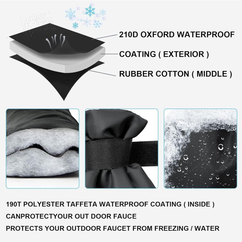 2 pcs Antifreeze Faucet Cover, Outdoor Faucet Cover, Waterproof Garden Faucet Cover, for Winter Frost Protection, Oxford cloth material