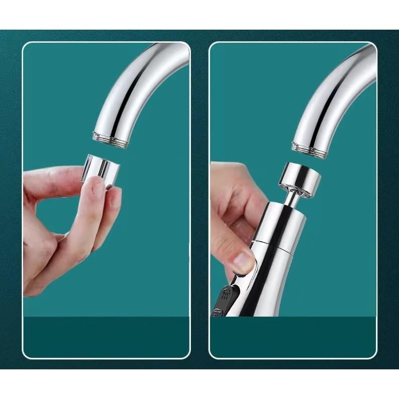 Kitchen Faucet Nozzle, 360 Degree Rotation Rotating Mixer Tap Sprayer, ABS material, 3 Spray Modes, Silver/Black Finish Options
