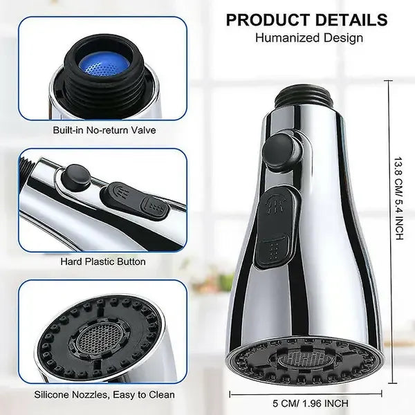 Promotional Spray for Kitchen Faucet 3 Spray Modes- 360 Degree Rotation Nozzle for Kitchen Faucet, Faucet Head, Sink Mixer Spray, Silver Finish