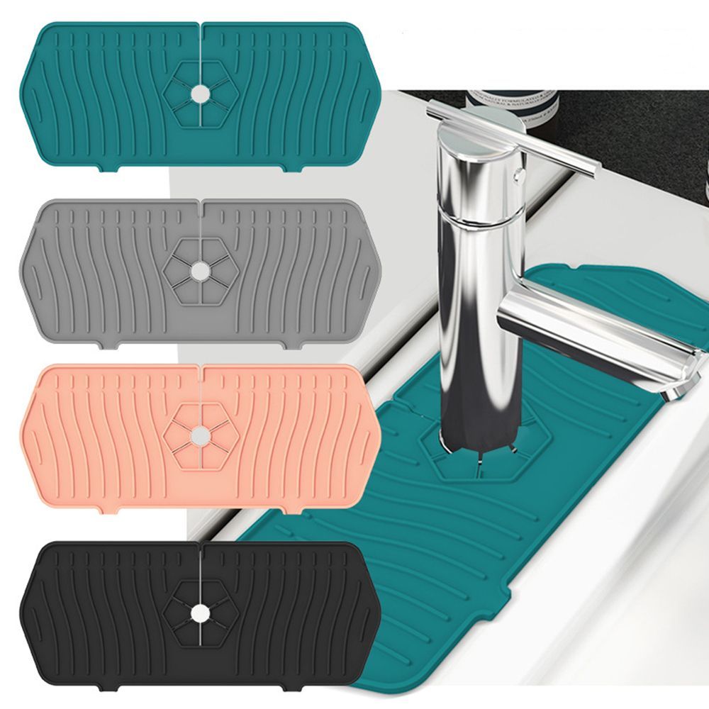 Faucet Mat for Kitchen Counter- Splash Guard, Bathroom Counter Pad, Silicone material, Grey