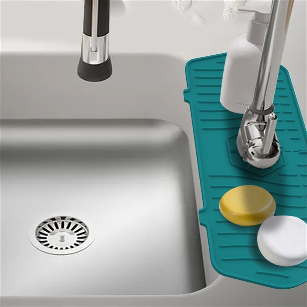 Faucet Mat for Kitchen Counter- Splash Guard, Bathroom Counter Pad, Silicone material, Grey