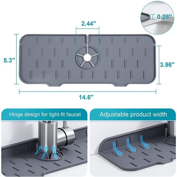 Sink protector, silicone sink mat, faucet splash guard, silicone splash guard under the faucet, kitchen and bath protection