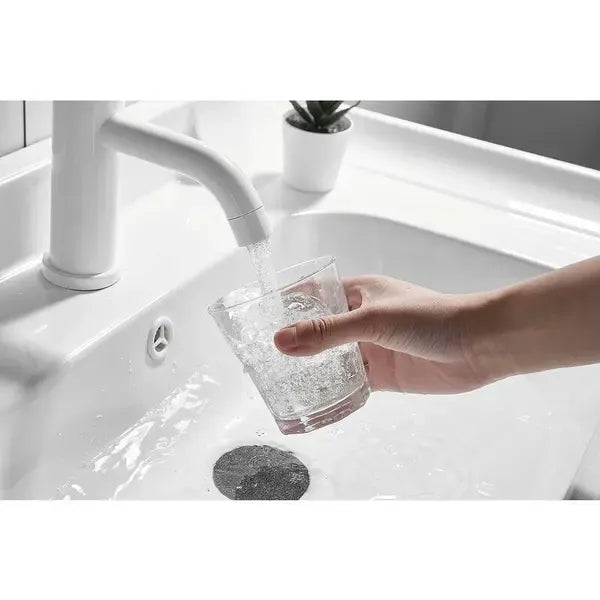 Bathroom Faucet, Stainless Steel Sink Faucet, Water-Saving Flow, Splash Reduction, Ceramic Cartridge, White Finish