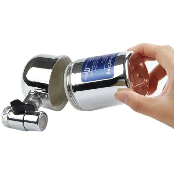 Faucet Drinking Water Filter, Tap-Mounted Water Purifier with M22/M24 Adapter, Kitchen Faucet Filtration, Chrome Finish