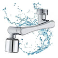 1080 Degree Rotation Rotatable faucet extender + 2 water outlet modes, 1080 degree rotation, splash reduction, Silver Finish