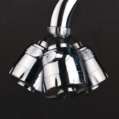360 Degree Faucet Nozzle with Shower Spray, Kitchen Mixer Adapter, ABS Material, Splash Reduction, Silver Finish