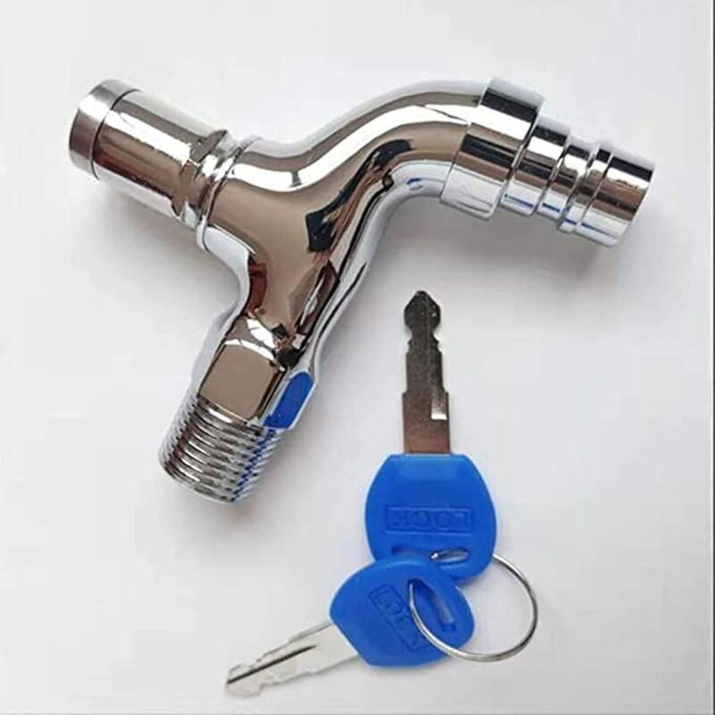 Anti-theft Faucet for Outdoor, Anti-theft Brass Faucet, Lockable Outdoor Faucet, for Washing Machine in Garden, scratch-resistant, Silver Finish